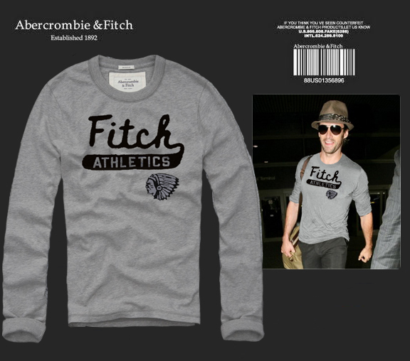 Abercrombie Fitch Hombres De Cuello Redondo Con Gente Fotos Largo Remera AF6067